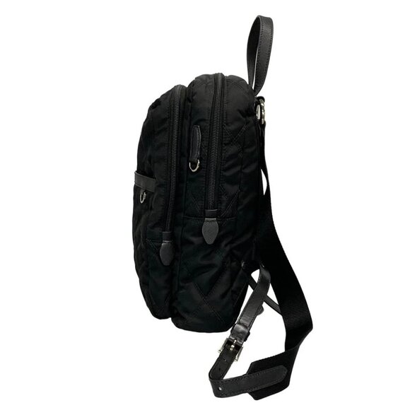 PRADA - Black Nylon Saffiano Leather Backpack - Picture 2 of 16